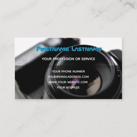 青の写真家用DSLRカメラレンズ 名刺 (裏面)