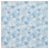 青の冬の雪片パターン ファブリック (見本)