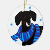 青の冬Doxie セラミックオーナメント (左)