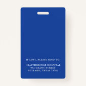 青の医療従業員サークル写真IDとロゴ バッジ (裏面)