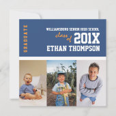 青の卒業の発表3の写真のコラージュ 招待状 (正面)