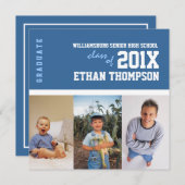 青の卒業の発表3の写真のコラージュ 招待状 (正面/裏面)