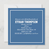 青の卒業の発表3の写真のコラージュ 招待状 (裏面)