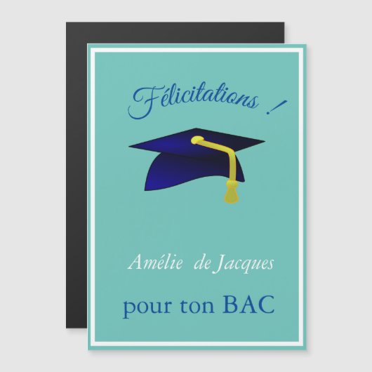 青の卒業帽 – おめでとうフランスの (正面/裏面)