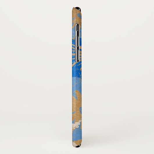 青の叙事詩のハイビスカスのヴィンテージのサーフボードのフェイクな木 Case-Mate iPhoneケース (裏面/左)