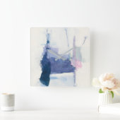 青の合間|の抽象芸術 スクエア壁時計 (ホーム)