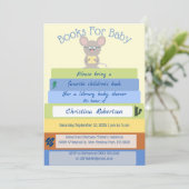 青の図書館のベビーシャワーのかわいいマウス 招待状 (スタンド正面)