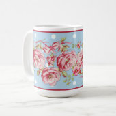青の国のコテージの花のマグ コーヒーマグカップ (正面左)