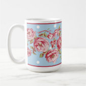 青の国のコテージの花のマグ コーヒーマグカップ (左)