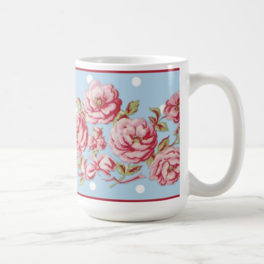 青の国のコテージの花のマグ コーヒーマグカップ (右)