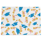 青の大学院キャップと卒業証書 ラージペーパーバッグ (正面)