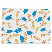 青の大学院キャップと卒業証書 ラージペーパーバッグ (裏面)