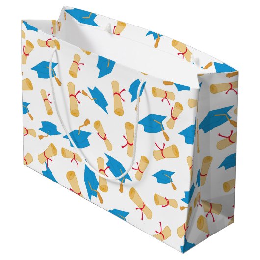 青の大学院キャップと卒業証書 ラージペーパーバッグ (裏面アングル)