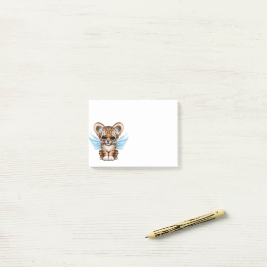 青の妖精の翼を持つかわいい虎の子 ポストイット (デスク上)