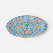 青の学校供給のコラージュ ペーパープレート (アングル)