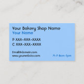 青の完全にカスタマイズ可能なパン屋の店カード 名刺 (裏面)