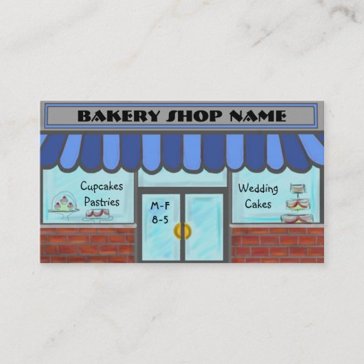 青の完全にカスタマイズ可能なパン屋の店カード 名刺 (正面)
