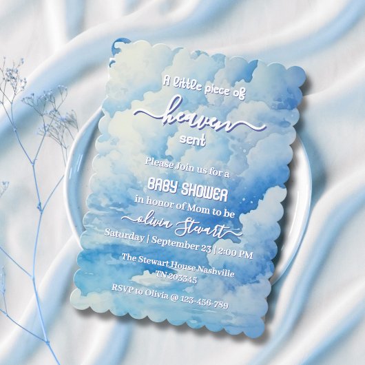 青の小さな天国は赤ちゃんシャワー請求書を送った 招待状