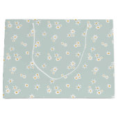 青の小さな白い花 – シームレスなパターン。 ラージペーパーバッグ (正面)