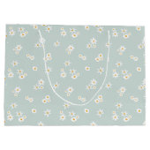 青の小さな白い花 – シームレスなパターン。 ラージペーパーバッグ (裏面)