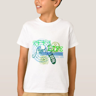 青の巻き枠の生命 Tシャツ