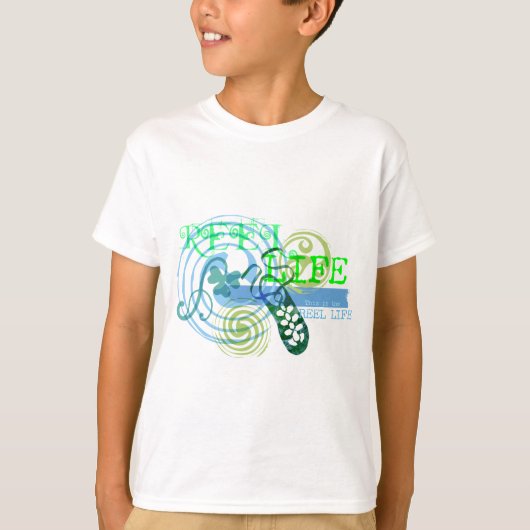 青の巻き枠の生命 Tシャツ (正面)