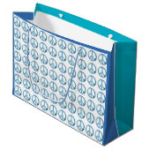 青の平和シンボルモチーフ ラージペーパーバッグ (正面アングル)