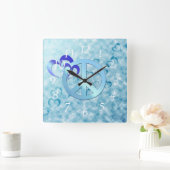 青の平和 スクエア壁時計 (ホーム)