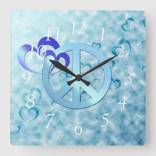 青の平和 スクエア壁時計 (正面)