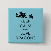 青の平静および愛ドラゴンのユニークなプリントを保って下さい 缶バッジ (正面)