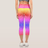 青の幾何学的な白い曲線 カプリレギンス (裏面)