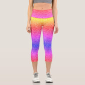 青の幾何学的な白い曲線 カプリレギンス (正面)