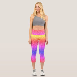 青の幾何学的な白い曲線 カプリレギンス