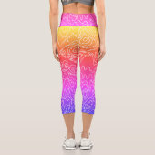 青の幾何学的な白い曲線 カプリレギンス (裏面)