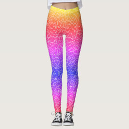 青の幾何学的な白い曲線 レギンス