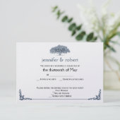 青の応答カードにモッシー結婚オークの木 出欠カード (スタンド正面)