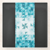 青の抽象的で幾何学的な背景のテンプレート ガラスコースター (正面)