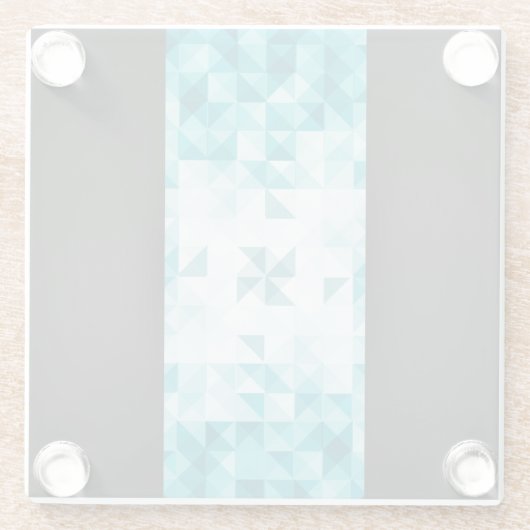 青の抽象的で幾何学的な背景のテンプレート ガラスコースター (裏面)