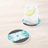 青の抽象的で幾何学的な背景のテンプレート コースター (側面)