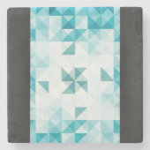 青の抽象的で幾何学的な背景のテンプレート ストーンコースター (正面)