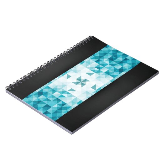 青の抽象的で幾何学的な背景のテンプレート ノートブック (左側)