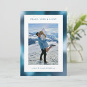 青の抽象的なグラデーション ハヌカの写真 シーズンカード (スタンド正面)