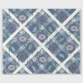 青の抽象的なパターン ラッピングペーパー (フラット)