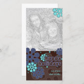 青の抽象的なレトロの雪片の写真カード シーズンカード (正面/裏面)