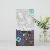 青の抽象的なレトロの雪片の写真カード シーズンカード (スタンド正面)