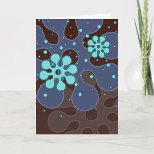 青の抽象的なレトロの雪片の挨拶状 シーズンカード (正面)