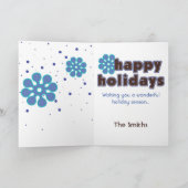 青の抽象的なレトロの雪片の挨拶状 シーズンカード (内部)