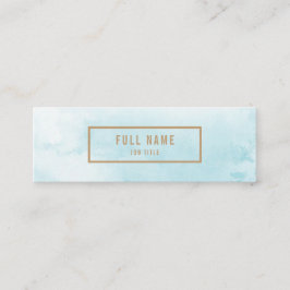 青の抽象的な水彩画の小型名刺 スキニー名刺