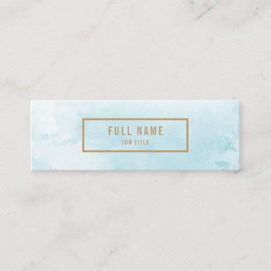 青の抽象的な水彩画の小型名刺 スキニー名刺 (正面)