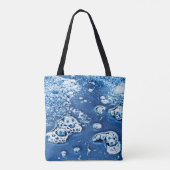 青の抽象的な泡水氷のデザインのトートバック トートバッグ (裏面)